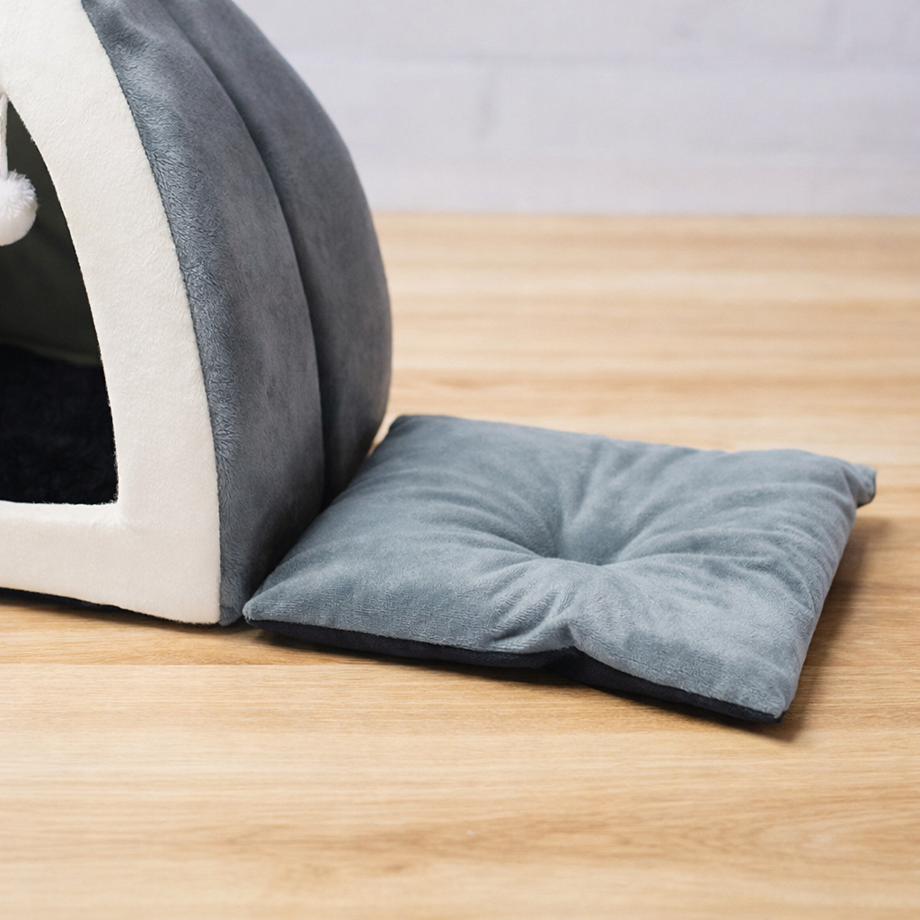 Covered Cat Bed Indoor Warm – Cozy Cat Cave | Snowy