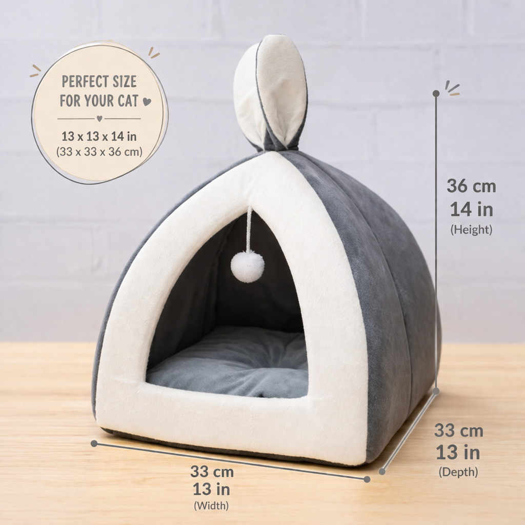 Covered Cat Bed Indoor Warm – Cozy Cat Cave | Snowy